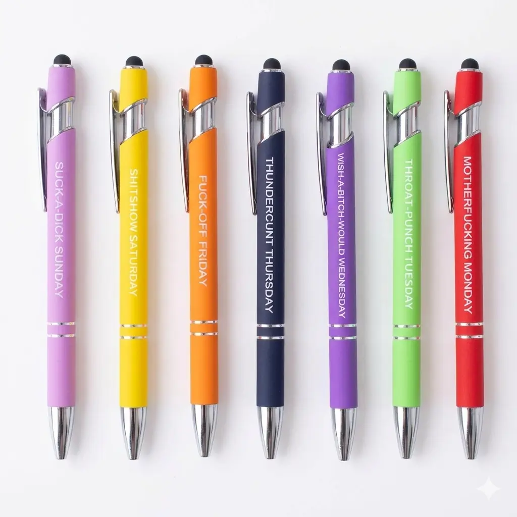 7PCS Funny Sarcastic Quote Ballpoint Pen Set – Relatable Office Humor Pens, Smooth Writing Black Ink, Cute Desk Accessories, Funny Coworker Gifts, Office Supplies for Work, School & Home