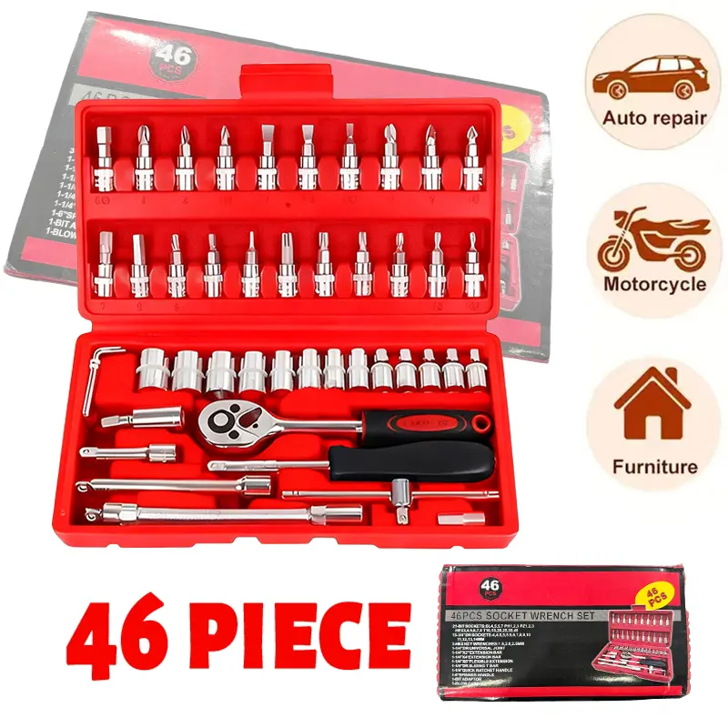 KUWAT 46-in-1 Socket Wrench Set — All-in-One Kit for Car, Motorcycle & Home Repair