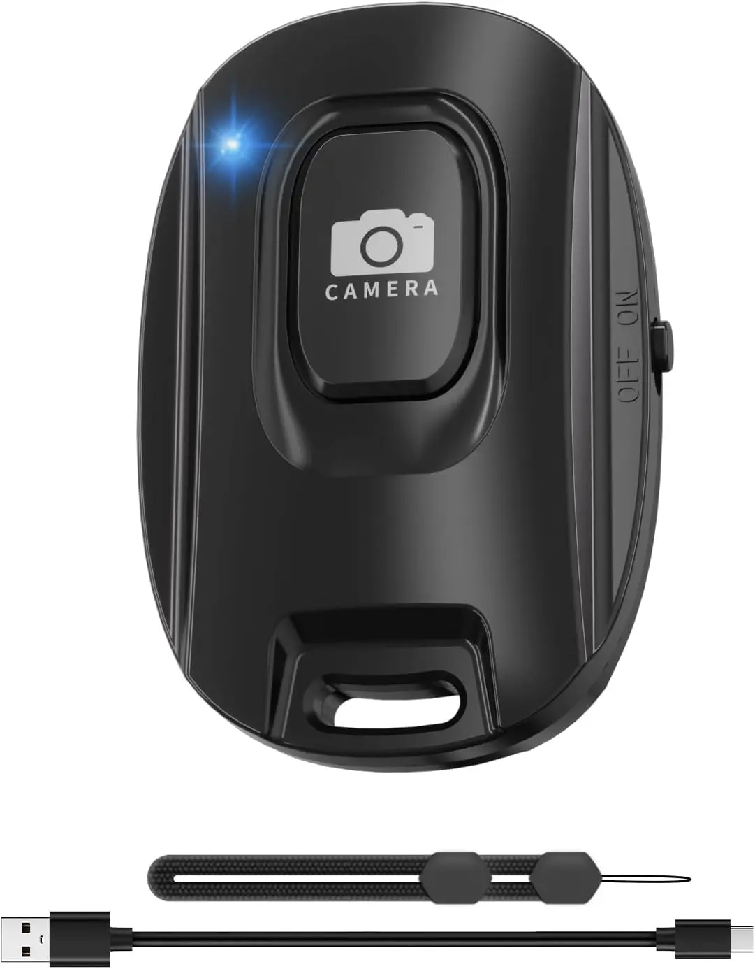 Rechargeable  Camera Remote Shutter for  and Android Smartphones,  Phone Remote Control,Selfie Button for Photos and Videos   and Wrist Strap Included-Black