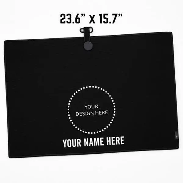 Personalized Magnetic Golf Towel - Navy, Black, Fade-Resistant, Highly Absorbent, Machine Washable Golf Accessory with Custom Text & Magnet, Gift for Golfers
