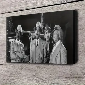 2D Flat, 1 Piece with Frame, Harlem Nights Black and White Movie Theme Canvas Wall Art. Suitable for Vintage Rooms, Bedroom Decoration, an Excellent Gift for Classic Movie Fans. Canvas Poster, 2D Flat