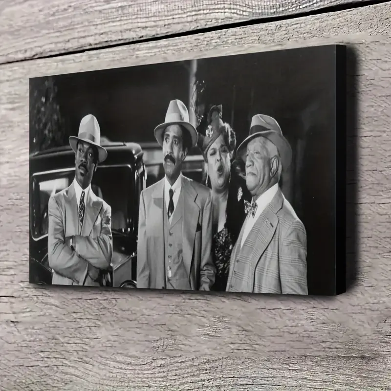 2D Flat, 1 Piece with Frame, Harlem Nights Black and White Movie Theme Canvas Wall Art. Suitable for Vintage Rooms, Bedroom Decoration, an Excellent Gift for Classic Movie Fans. Canvas Poster, 2D Flat