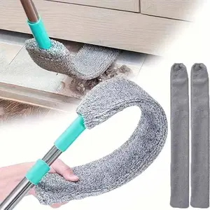 Retractable Gap Dust Cleaner with 2 Reusable Dusting Cloths, Bendable Flexible Duster with Extension Pole, Wet & Dry Sweeper Stick Dusters for Gap Cleaning Under Appliances Furniture