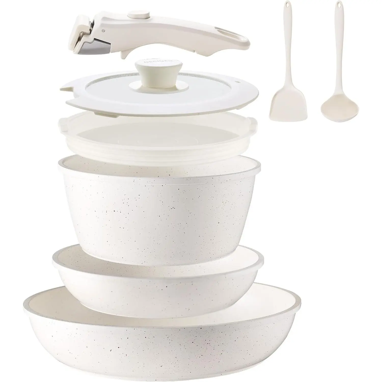 8PCS Ceramic Cookware,Nonstick Ceramic Pan, Removable Handle Pots and Pans Set, Stackable Pan Set, Nonstick Pots and Pans Set Non Stick pot for Home,RV