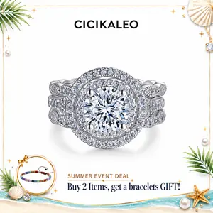CICIKALEO 1.5CT Moissanite Ring Enhancer Set for Women 81-Facet Cut Lab-Created 18K White Gold Plated Wedding Engagement Gift for Her #Summervibes