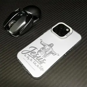 Minimalist Jesus Faith Phone Case Fashion TPU Laser Crafted Anti Drop Protective Cover Suitable for iPhone 17 16 15 14 13 12 11 and Samsung Galaxy S25 S24 S23 S22