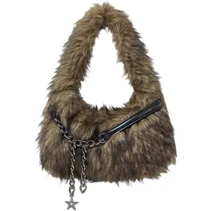 Women's Faux   Bag Metal Chain Top Handle Handbags Y2k  Purse