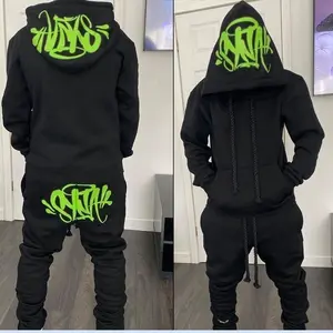 [2025] [2025] Street brand fashion casual sports suit top and pants set winter cotton hip-hop men's and women's hooded sports shirt sports pants (sports set)