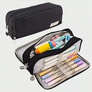 Large Capacity Pencil Case, Multi-Compartment Zipper Pen Holder, Durable Office Stationery Organizer, School Supplies for Boys Girls