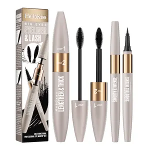 Ultimate Eye Make-Up Set: Waterproof Mascara & Liquid Eyeliner Duo - 24H Volumizing, Lengthening & Smudge-Proof Lashes + 24H Long-Lasting Perfect Wing Liner | Easy Glide, Lightweight & Ultra-Creamy| Volumizing & Lengthening volume length