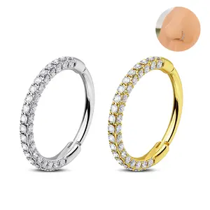 Oufer 20G Triple Sided CZ Gems Hinged Segment 316L Stainless Steel Nose Hoop Ring For Women