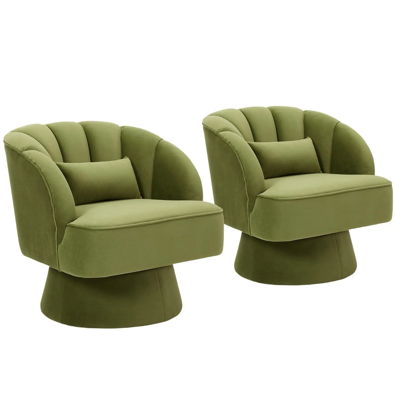 This ultra-soft two-piece bucket chair set features a modern swivel lounge chair with a striped backrest and silent swivel, perfect for the living room, bedroom, or reading nook.
