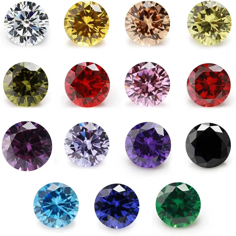 5A Grade 1.5mm Round Cut Cubic Zirconia Synthetic Loose Stones - 100pcs Per Color, 15 Colors for Jewelry & Charm Making, Costume Jewelry