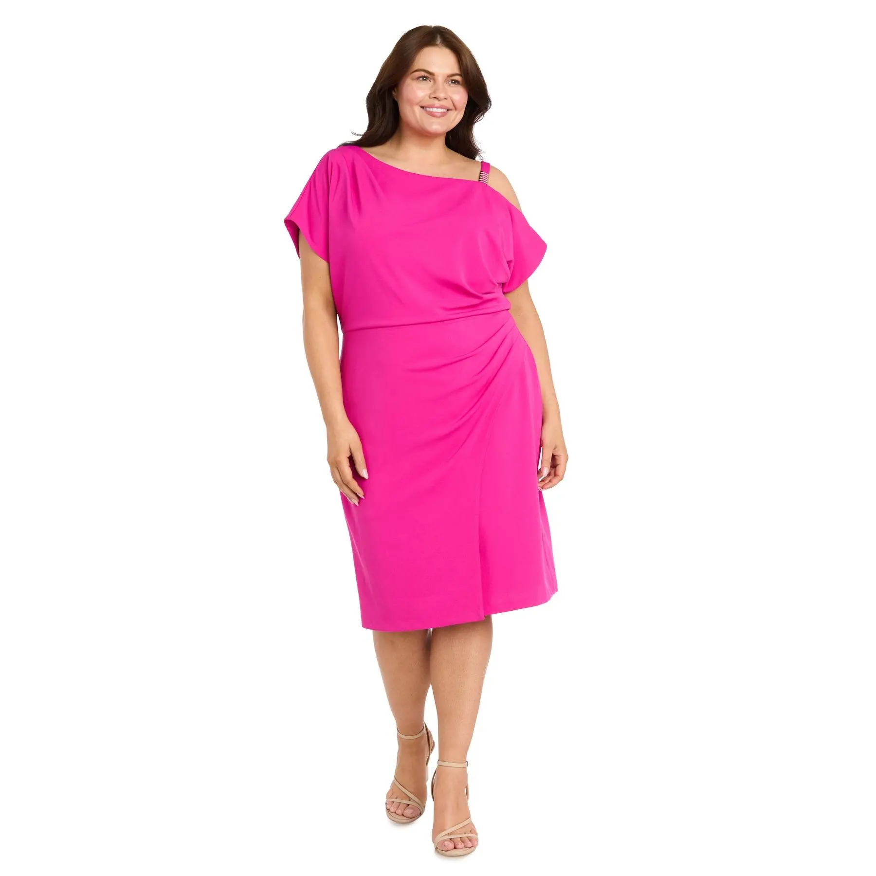 Valentina Fuchsia Drape Dress - Plus
