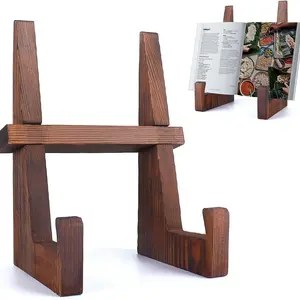 Vintage Wooden Recipe Holder Stand, Kitchen Countertop Reading Rack, Retro Style Cookbook Display Shelf, Walnut Wood Photo Frame Organizer, Bookshelf Rack, Display Storage Rack, Display Stands, Bookshelf Accessory