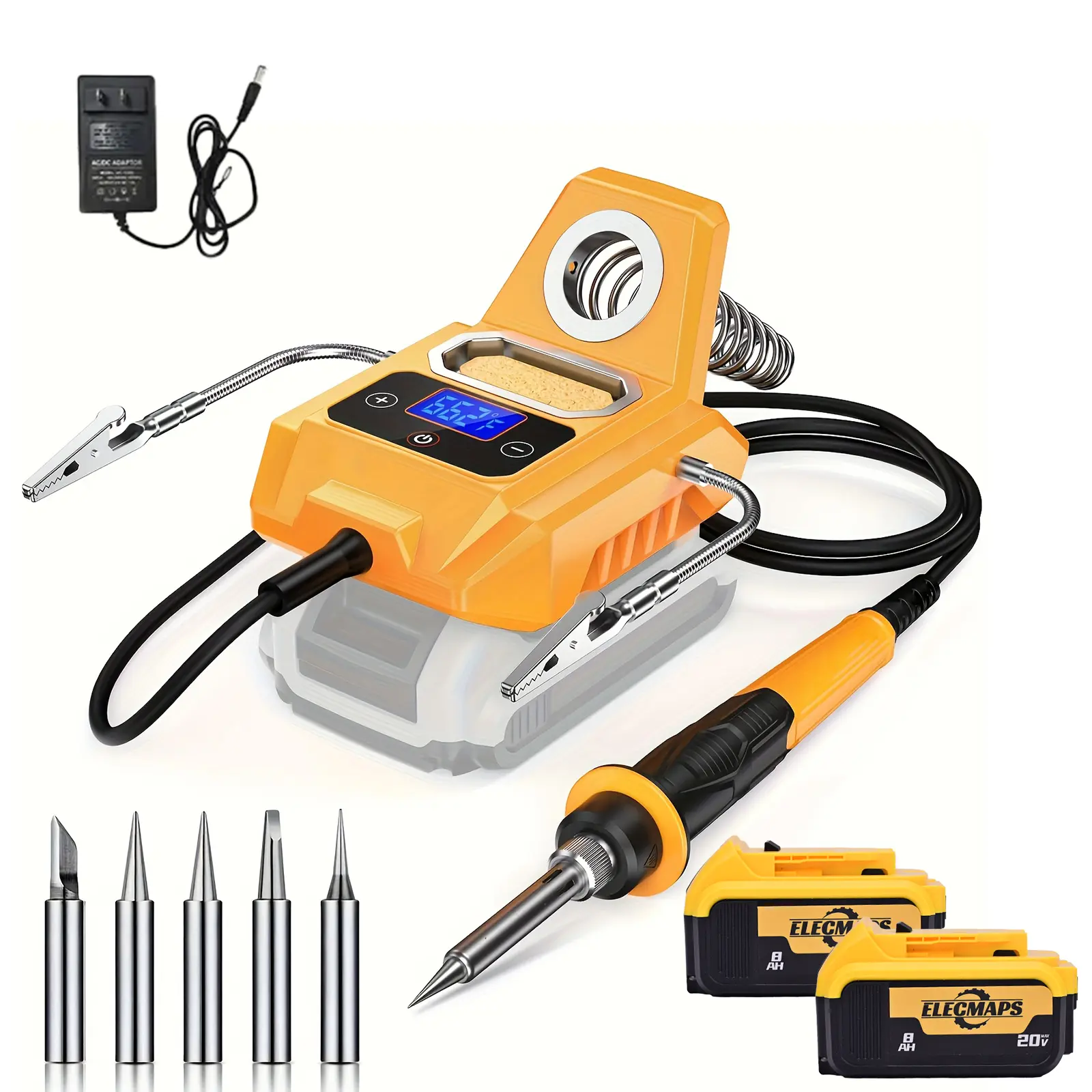 Portable Cordless Soldering Pen – Fits DEWALT 20V Battery, Heats Up Fast, LCD Display, Includes 6 Tips | Perfect for DIY & Electronics Repair