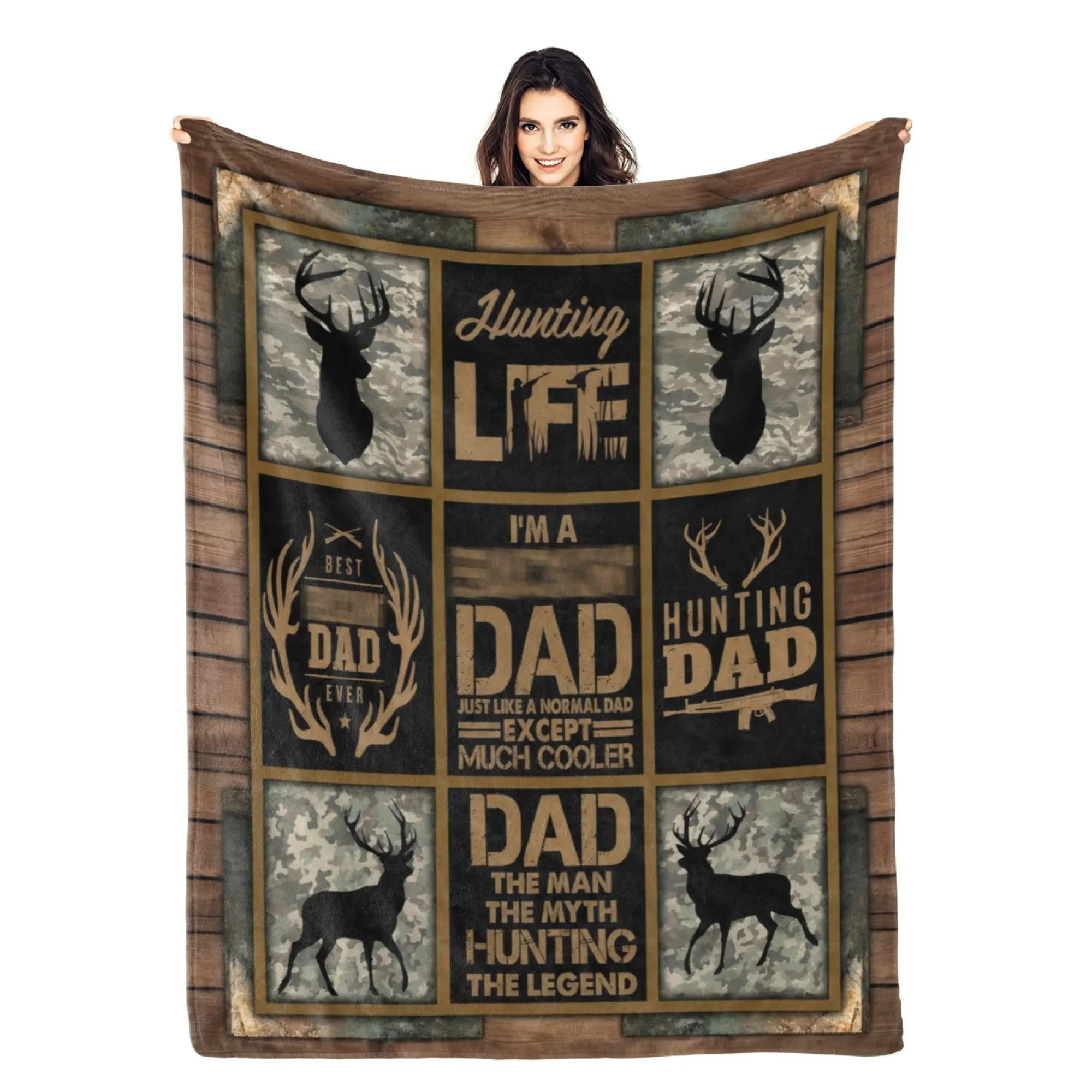 Deer Camo Blanket Deer Throw Blankets Gifts for Men Boys Dad Plush Cozy Flannel Fleece Ultra Soft Fuzzy Hunting Party Blanket for Bed Couch Sofa 50"X40", Printed on One Side with a Plain White Back, Halloween Thanksgiving Christmas Gift