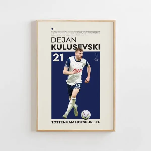 Dejan Kulusevski Poster, Tottenham Hotspur Poster, Dejan Kulusevski Print Art, Gift Poster, Swedish Footballer #1908