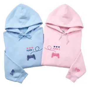 Custom Embroidered Gamer Hoodies for Couple — Player 1 Player 2 Matching Hoodie Gamer Matching Valentine Gift