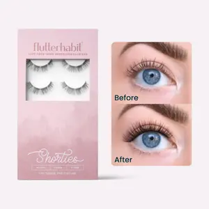 FlutterHabit Shorties pack of 6 DIY false Eyelash Extensions. Under lash application method.
