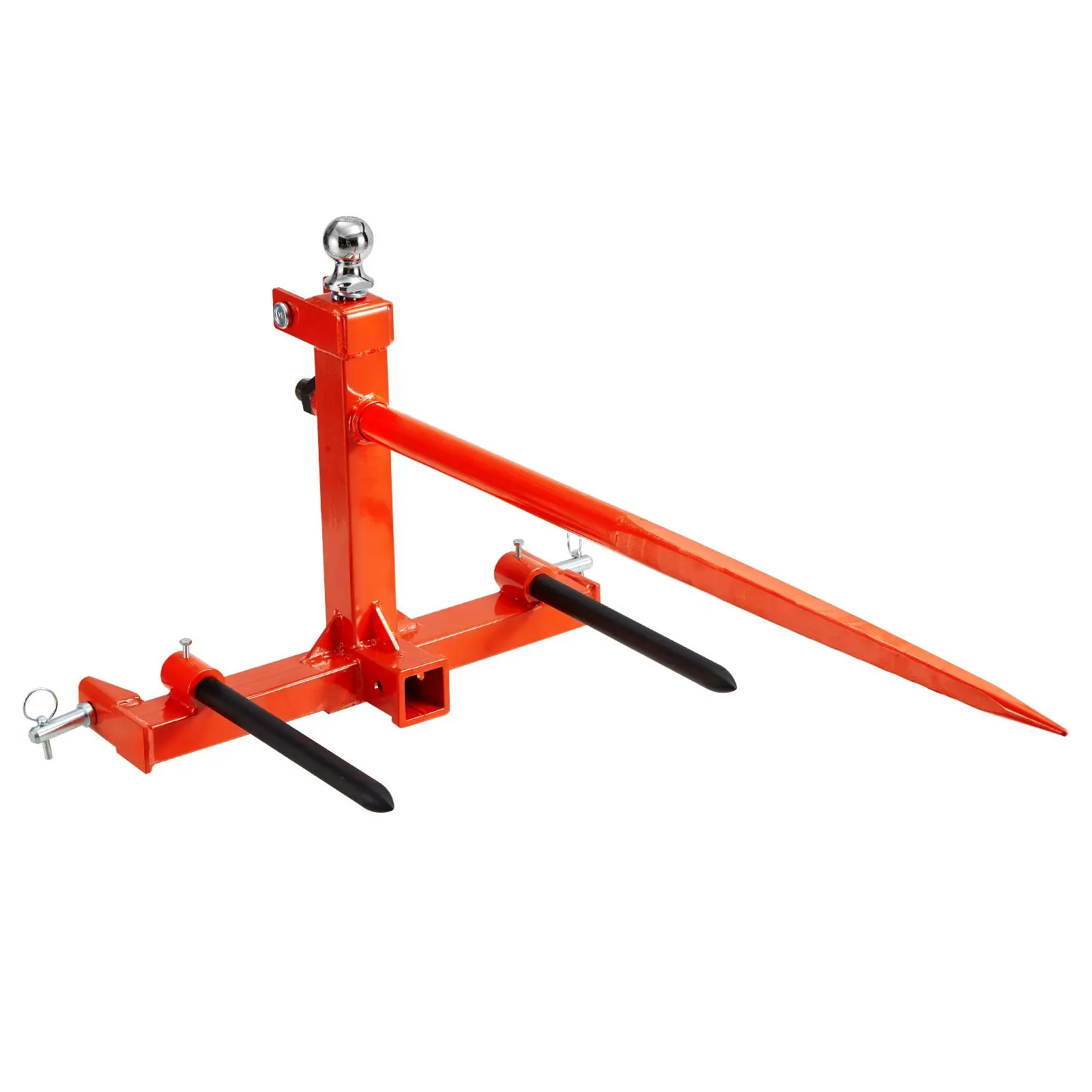 【SummerFinds】VEVOR 49" Hay Spear,  Bale Spears 1600lbs Loading Capacity, Three-Point Hitch Tractor Attachment with 2pcs 17.5" Stabilizer Spears, Quick Attach Spike Forks
