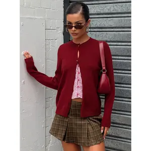 Arica Button Up Knit Cardigan Red