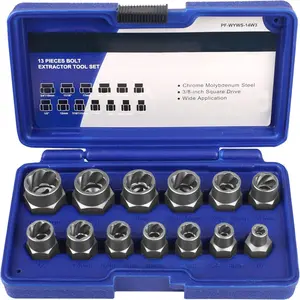 13 Pieces Impact Bolt & Nut Remover Set, Stripped Bolt Extractor Set, Cr-Mo Extraction Tool Set with Solid Storage Case, Easy Out Rusted Rounded Damaged Nuts and Bolts