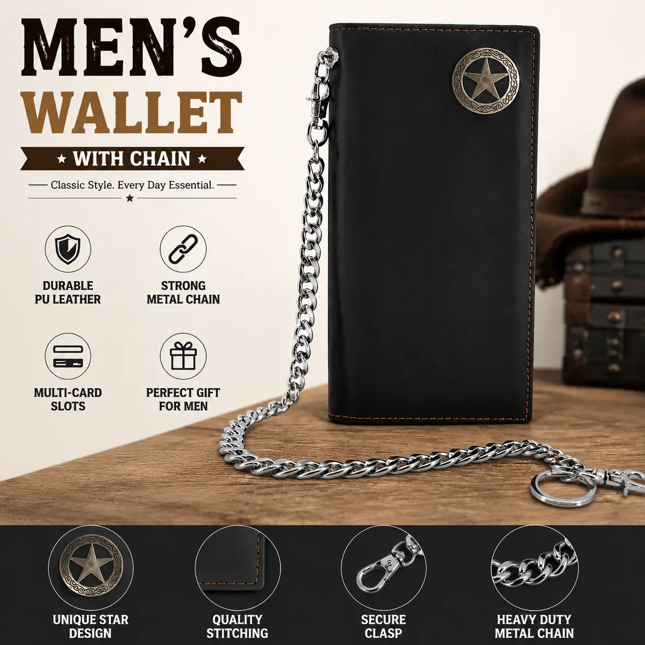 Western Wallets for Men RFID Blocking Biker Long Wallet with Chain Bifold Cowboy Wallet#SummerVibes Western Wallets for Men RFID Blocking Biker Long Wallet with Chain Bifold Cowboy Wallet#SummerVibes