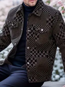 Men's Spring & Fall PU Leather Jacket, Business Casual Style, Fitted Design, Moderate Fabric Thickness, Fashionable Lightweight Outerwear, Casual Coat