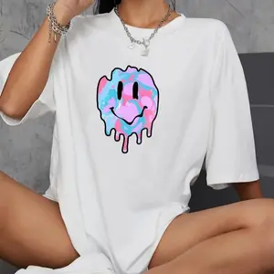 Women's Casual Graphic Round Neck Tee, Summer Clothes Women, Fashion Short Sleeve Crew Neck T-shirt for Summer, Ladies Clothes for Daily Wear