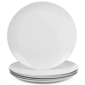 LaGlint Dinner Plate/Salad Plate/Appetizer Plate 6 Pieces Opal Glass Plates, Dishwasher and Microwave Safe Dish Dinning Ware Set, Chip and Scratch Resistant Dishware Sets White