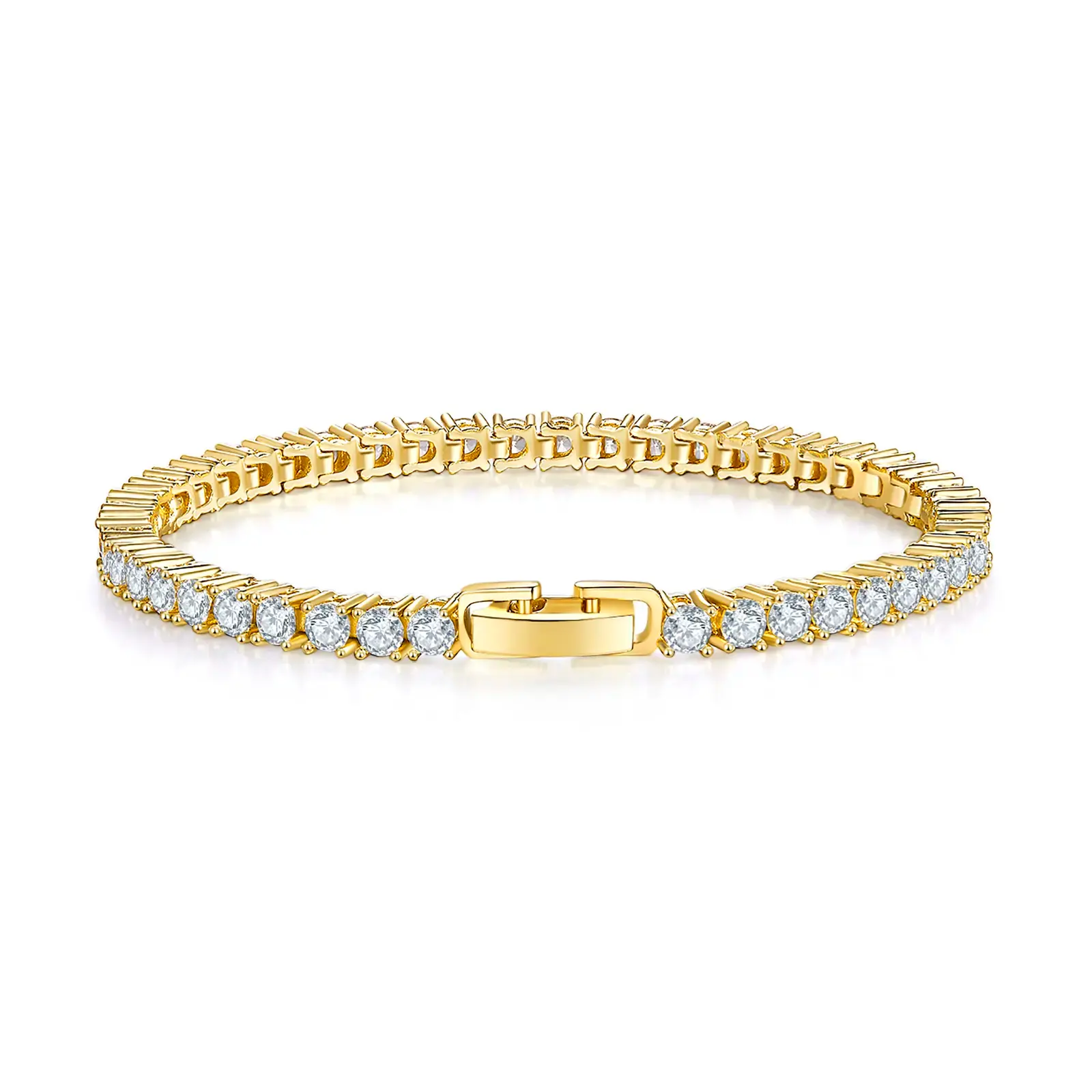 3mm 14K Gold/White Gold Plated Cubic Zirconia Tennis  for Women Hypoallergenic 6-8 Inch Gift Jewelry energy magnet durable stylish healing magnetic field good luck gold-plated money attraction  couples bracelet