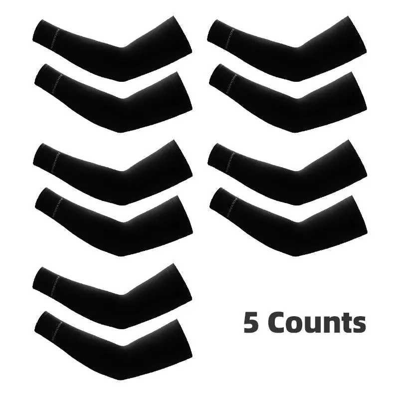 ROCKBROS 5 Pairs Ice Silk Compression Arm Sleeves for Men Women, Cooling Anti-UV Sun Protection with UPF 50+ for Running & Cycling, Anti-Uv Sports Sleeves & Support, Arm Cuffs Sports Sleeves & Support