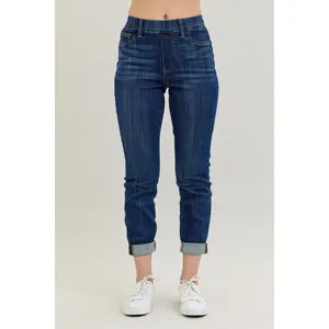 Judy Blue High Waist Pull On Double Cuff Slim Denim 88750 judy blue, Cotton, Basic, Everyday, Lady