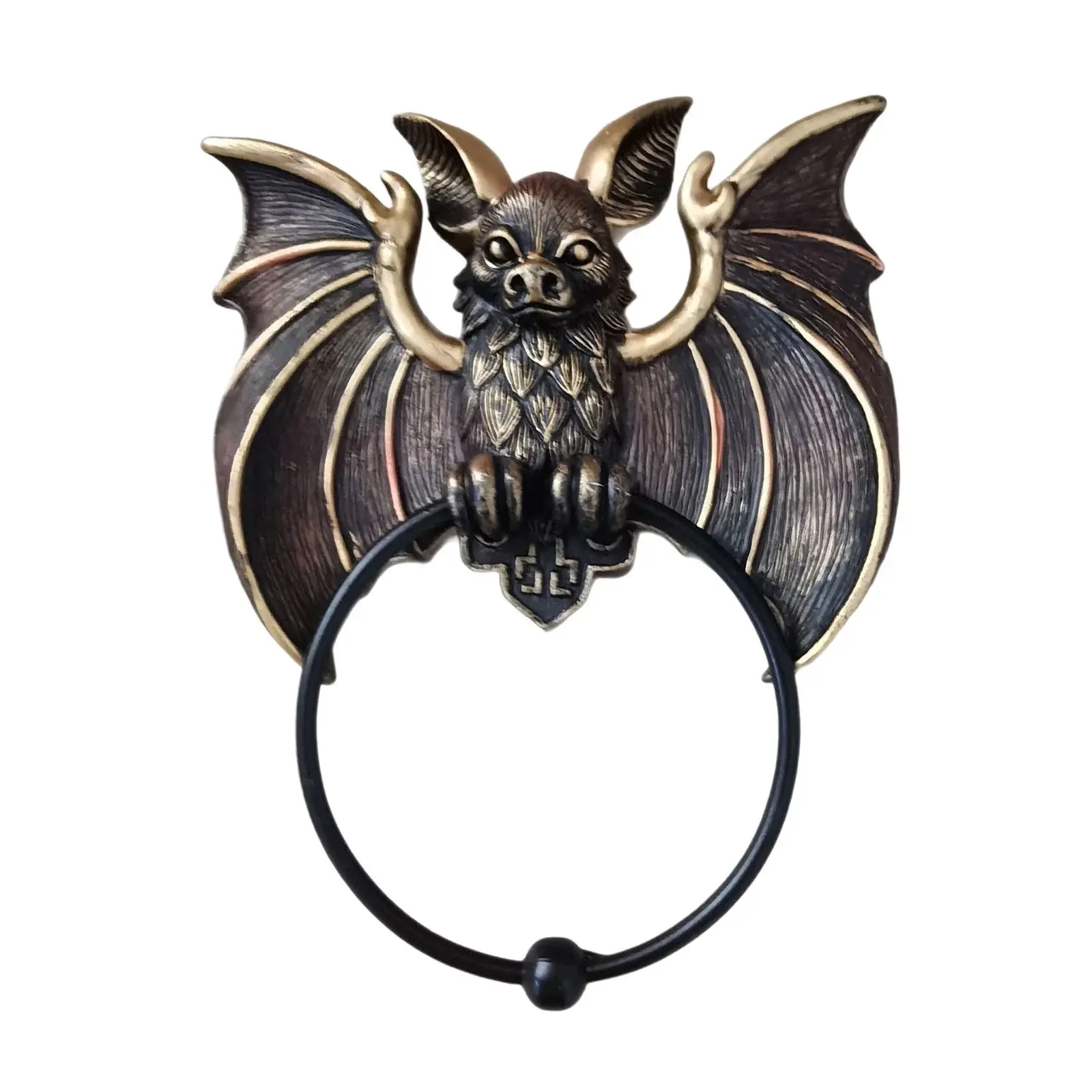 Halloween Door Knocker, Spooky 6.3 Inch Resin Iron Ring, Wall Hanging Decor, Festive Decoration, Suitable for Front Door, Windows, Party Decoration