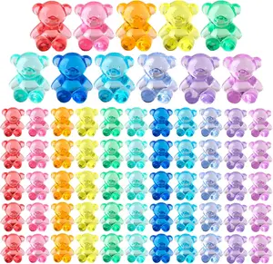 360pcs Bear Mini Figurines to Hide, 0.6in Plastic Counting Sorting Bears Translucent Tiny Acrylic Resin Teddy Miniatures for Baby Shower Party Game Vase Fillers Classroom DIY Crafts