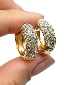 1 Pair Elegant Cubic Zirconia Stud Earrings For Men For Party Trendy Jewelry Hip Hop Accessories