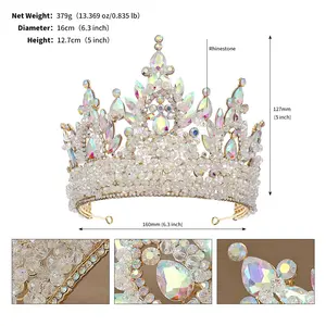 Ballroom Showstopper!Luxurious Full Diamond Pink and Purple Crown Headpiece, European and American Bride Crown Jewelry, Exaggerated Ballroom Performance Dress Accessories, Luxurious Full Diamond Alloy Crystal Large Crown