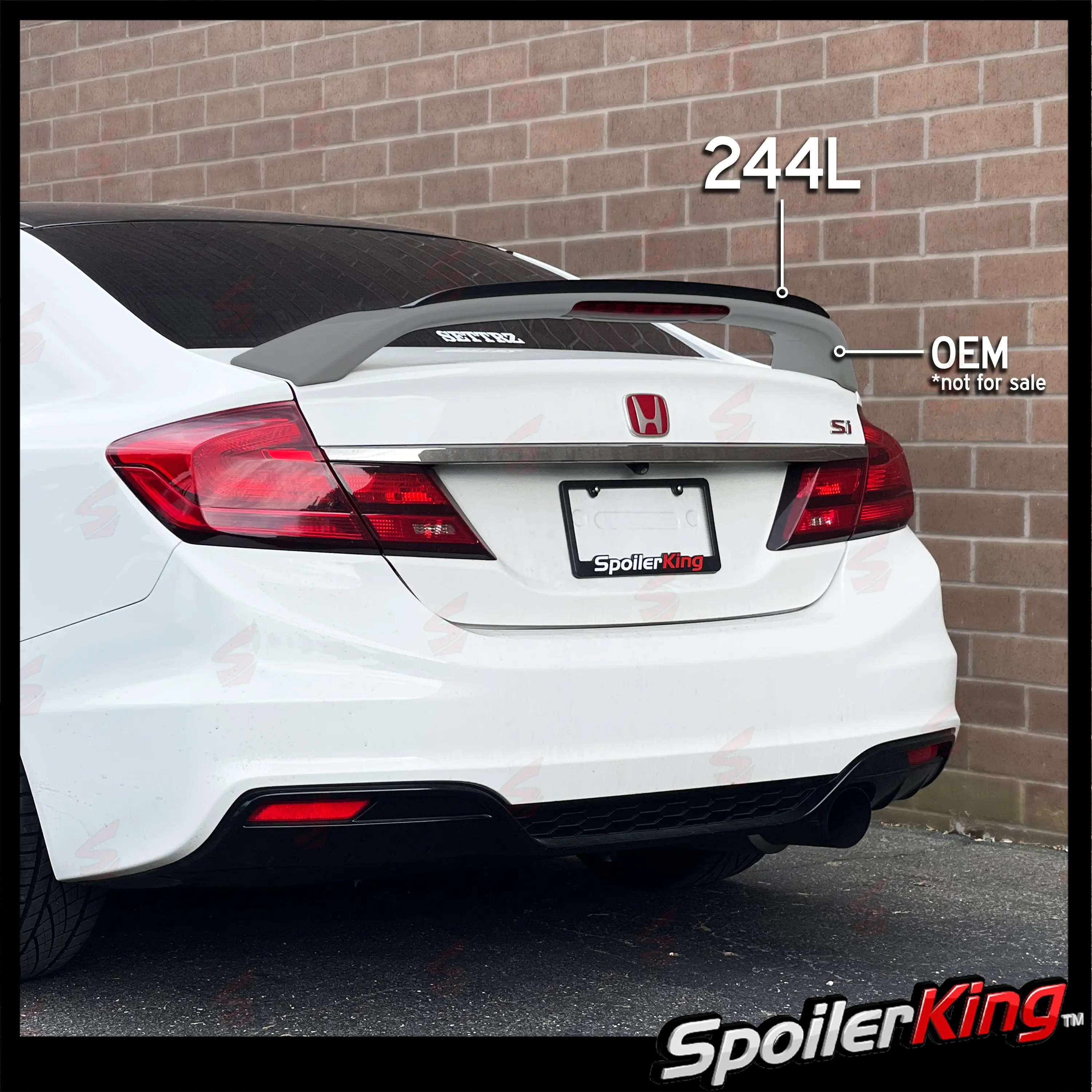Spoiler King USA-Made Automotive Rear Spoiler Extension Add-On Gurney Flap Lip (244L), Polyurethane-Rubber Car Accessory for Honda Civic SI 4dr 2013-2015 Auto Body Replacement Part