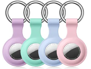Compatible with Apple AirTag Holder Keychain 4 Pack Waterproof Silicone Case with Metal Key Ring, for AirTag Case Cover for Pets/Luggage/Backpacks