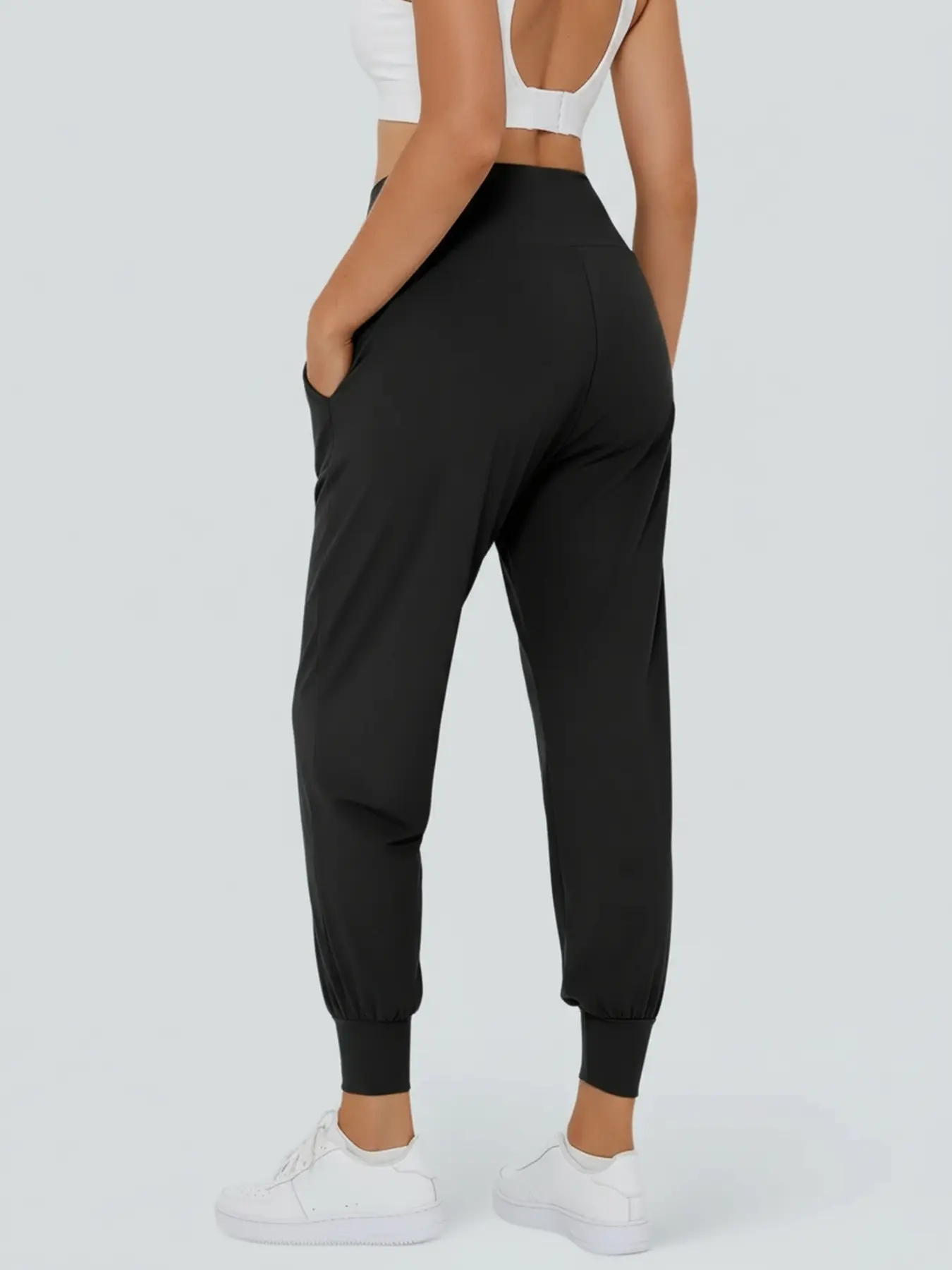 Women's high-waisted jogging pants with high elastic cuffs, comfortable and stylish design, suitable for yoga, running and fitness, Elastic Waist Activewear, Gym Sportswear Bottoms, Yoga Workout Pants, Athletic Bottoms