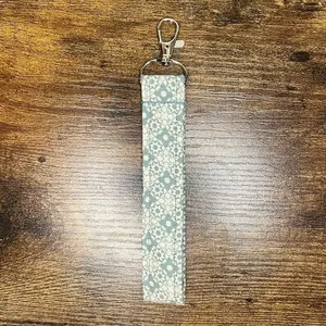 Turqoise Geometric Fabric Keychain Wristlet