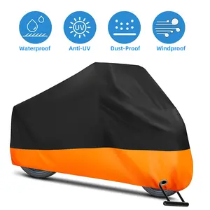 Universal All Weather Waterproof Motorcycle Cover,UV Rain Dust Wind Proof Cover With Lock Hole Elastic Band Buckle Storage Bag For Outdoor Motorbike Protection,The Best Gift for Father's Day