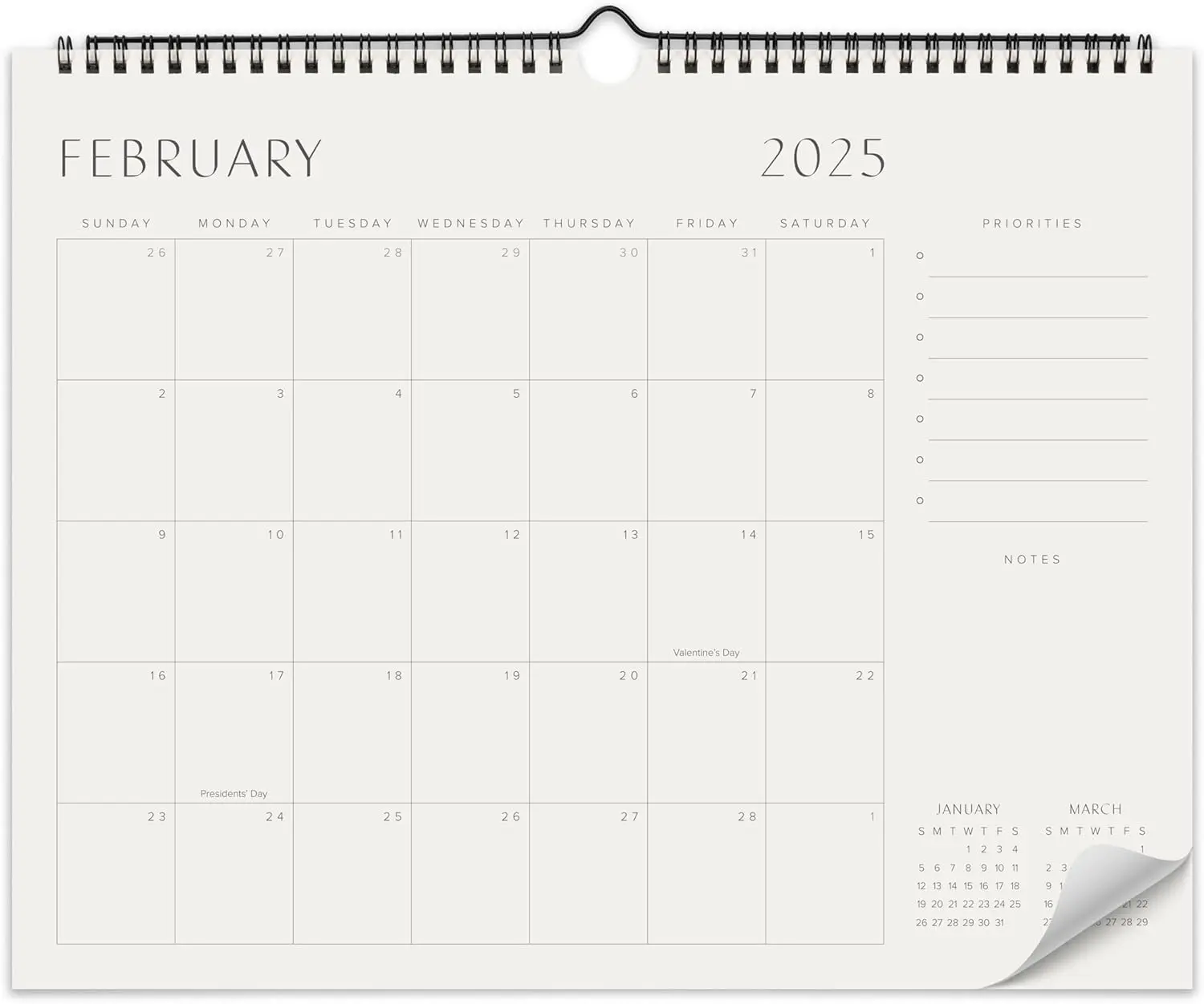 Beautiful 2025-2026 Wall Calendar - 14.5"x11.5" Office Wall Calendar for Easy Organizing with Features from January 2025 to July 2026
