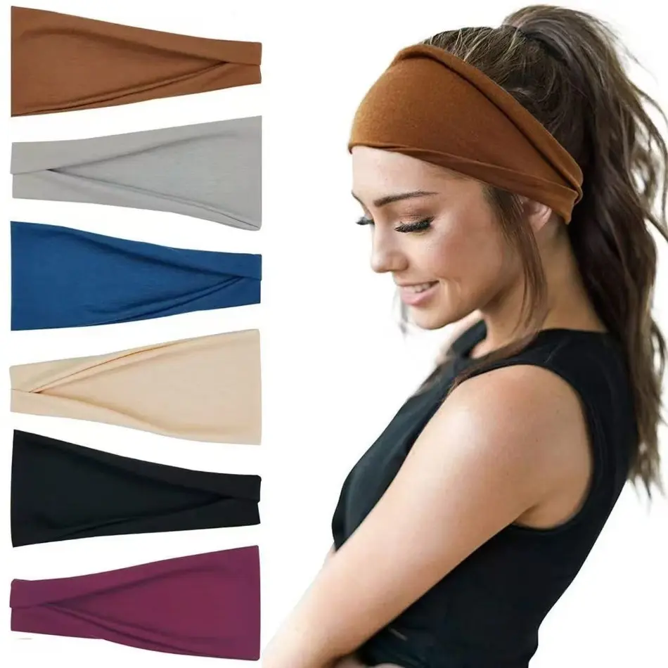 Unisex 4-Pack Stretchy Solid Color Sports Headband Accessory - Soft Elastic Fabric, Non-Slip, Moisture Wicking Training Headband for Fitness Enthusiasts, Outdoor Workouts