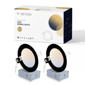 2 Pack Recessed Lighting 4/6 Inch with Junction Box, 5CCT 4 Inch Black LED Recessed Lights Dimmable 2700K/3000K/4000K/5000K/6000K, 9W 700lm Ultra Thin Recessed Lighting - ETL and Energy Star Certified