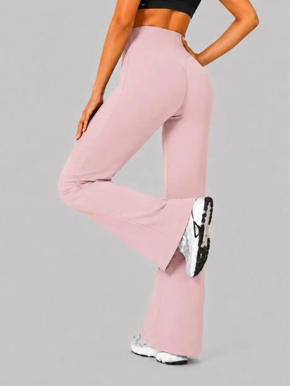 Women's High Waist Flare Leggings, Buttery Soft High-Stretch Yoga Pants with a Seamless Front for Gym Workouts, High-Stretch Fabric Women's Sports Sweatpants