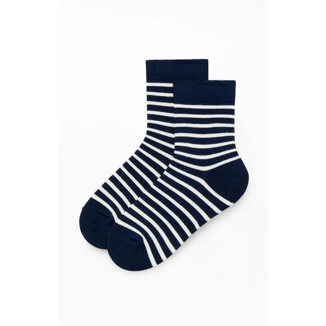 John Galt Women's Navy & White Striped Crew Socks