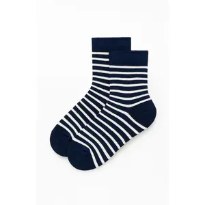 John Galt Women's Navy & White Striped Crew Socks