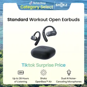 【Live only】SHOKZ OpenFit Air - Open-Ear Headphones, True Wireless Earbuds, Water Resistant, Comfortable, Secure Earhooks for Daily Use